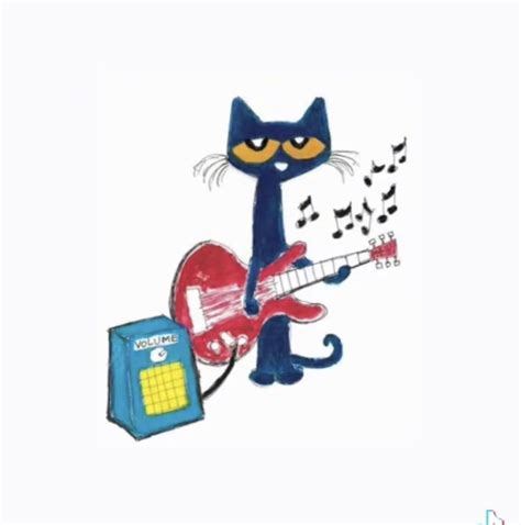 Pete the Cat Art: Funky Cat Playing Guitar