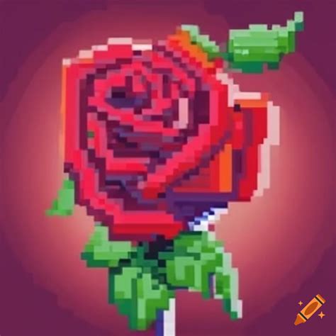 Pixel art of a rose on Craiyon