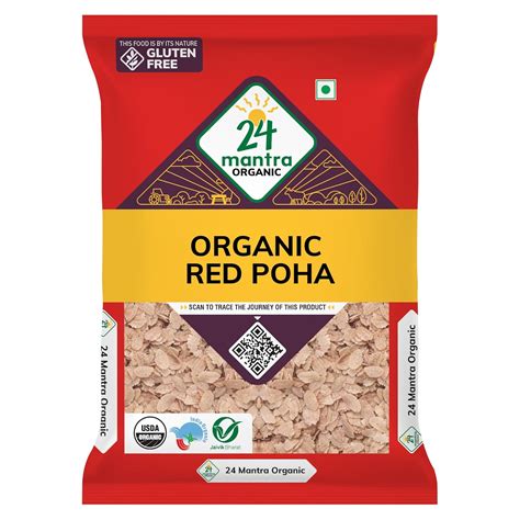 24 Mantra Organic Red Poha/Flattened Red Rice/Erra Atukula - 500gms ...