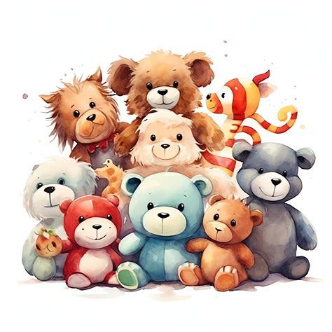 Premium AI Image | beautiful Stuffed Animals watercolor Carnival ...