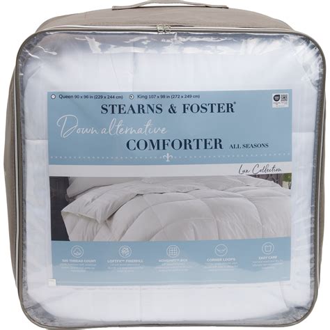 Stearns & Foster King 500 TC Cotton Stripe Down Alternative Comforter ...