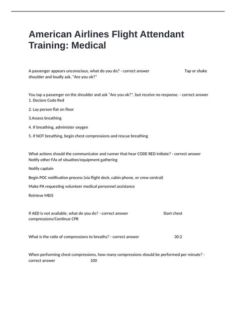 American Airlines Flight Attendant Training: Medical Exam Written ...