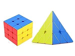 Pack of 2| Pyramid and Cube 3 * 3 High Speed Cube Toy for Kids & Adults ...