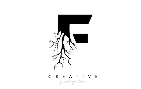 Logotipo de diseño de letra f con rama de árbol creativa. logo de icono de árbol de letra f ...