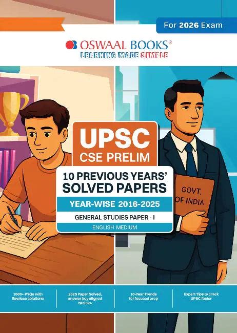 Oswaal UPSC CSE Prelim 10 Previous Years' Solved Papers Year-Wise (2016 ...