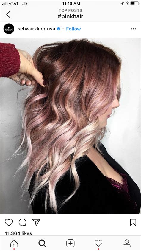 Ombre hair color. Fade. Dark brown, pastel pink, rose gold, blonde. # ...