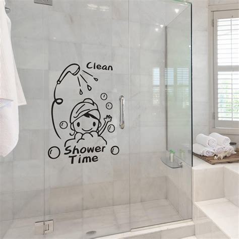 Shower Glass Door Stickers Kids Bathing Wall Cute Waterproof Removable ...