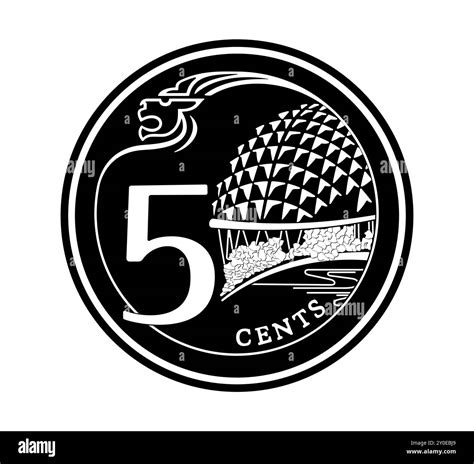 Reverse of 5 cents 2013–2019 years, Singapore. The coin is depicted in ...