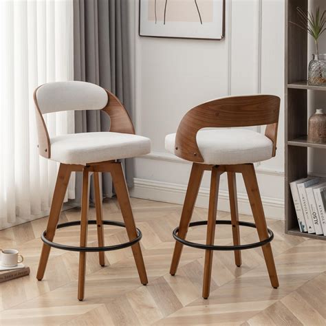 Amazon.com: Set of 2 Rattan Swivel Counter Stools - 26.4 inch Counter ...