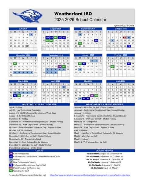 Weatherford ISD School Calendar 25-26 PDF [revised] - EduCounty