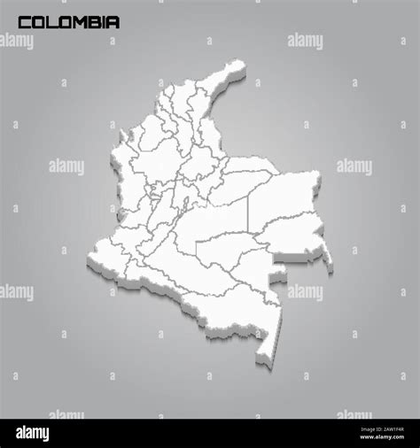 Colombia 3d map with borders of regions. Vector illustration Stock Vector Image & Art - Alamy