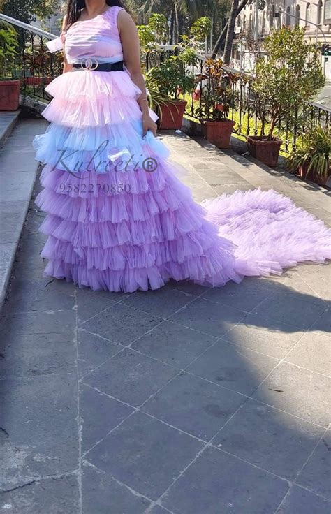 Multi Color Full Layer Frill Gown For Maternity /Pre-wedding shoot ...