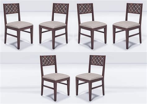 HOWZBOX Solid Sheesham Wood CNC Dining Chair Set for Dining Room ...