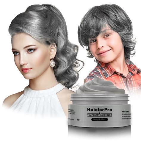 HaiolorPro Silver Gray Temporary Hair Colour Dye Wax Washable，Non ...