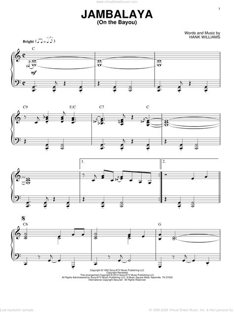 Sheet Music For Jambalaya at Christopher Shirley blog