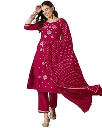 Buy LYMI LABEL Rani Vichitra Thread Sequence Embroidered Kurta with ...