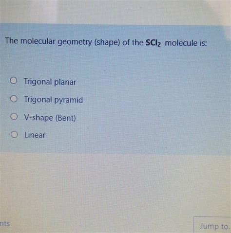 Solved The molecular geometry (shape) of the SCl2 molecule | Chegg.com
