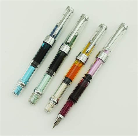 Wing Sung 3008 Fountain Pen Extra Fine Nib, Silver Trim, Piston Filling ...