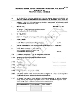 Fillable Online westerncape gov PREFERENCE POINTS CLAIM FORM IN TERMS ...