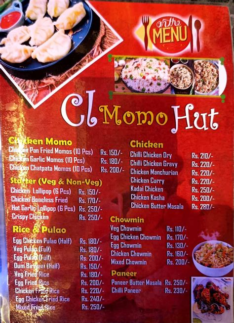 Menu at CL Momo Hut., Agartala