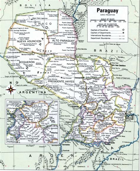 Paraguay detailed map with cities and towns