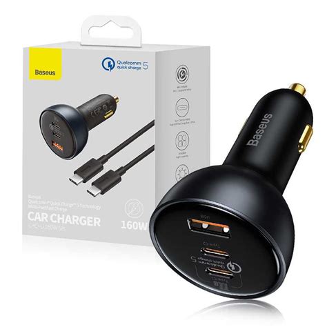 Baseus Car Charger 160W Qualcomm Quick Charge 5 Technology 2C+U With 1 ...
