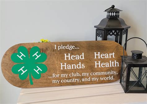 4 H Sign, 4H Wood Sign, 4 H Pledge Sign, 4-H Motto, Wood Sign - Etsy