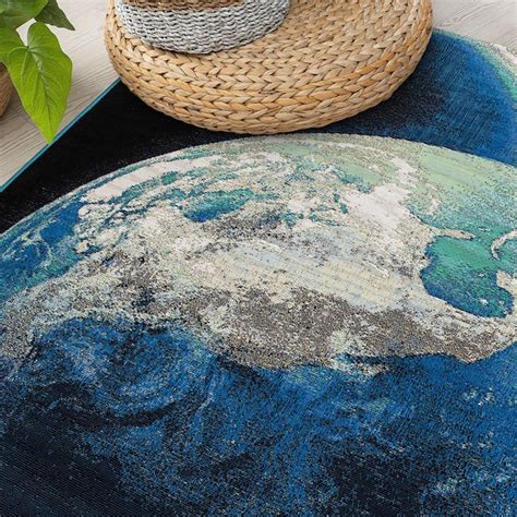 World Rug Gallery 6 X 6 (ft) Blue Round Indoor/Outdoor Abstract Global ...