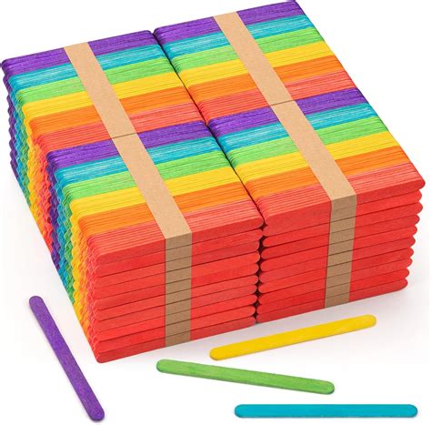 Amazon.com: WISYOK 2000 Pcs Colored Popsicle Sticks for Crafts, 4.5 ...
