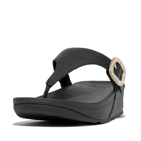 Buy Fitflop Lulu Crystal-Buckle Leather Toe-Post Sandals Online | SKU ...