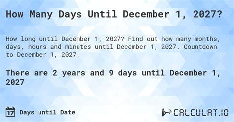 How Many Days Until December 1, 2027? - Calculatio