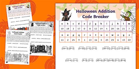 KS1 Halloween Addition Code Breaker Activity