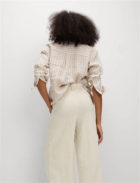 Buy Linen Rich Wide Leg Cropped Trousers at Marks & Spencer