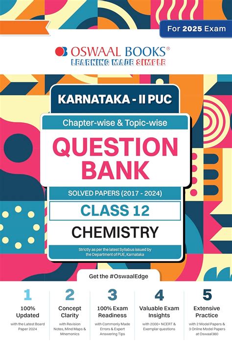 Oswaal Karnataka 2nd PUC Question Bank Class 12 Chemistry, Chapterwise ...
