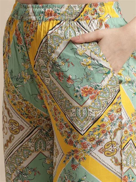 Yellow Floral Printed Viscose Rayon Night Suit for Women | S-XL | Clau