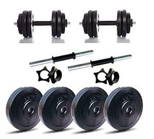 GRT 10 kg PVC Plates(2.5 kg x4),14 inches Dumbbell Rod Set Gym ...