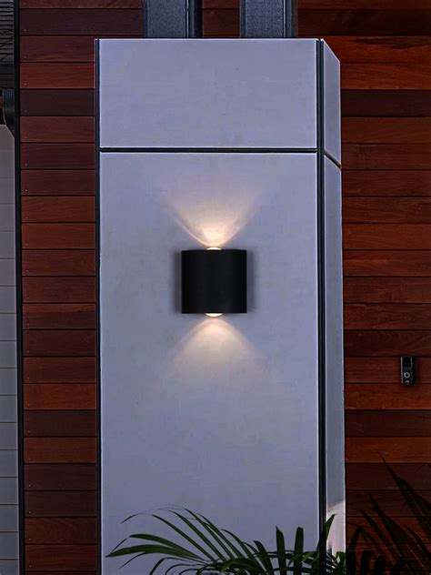Modern Curved-Square 3 Inch Aluminium Up Down LED 2-Light Grey Outdoor ...