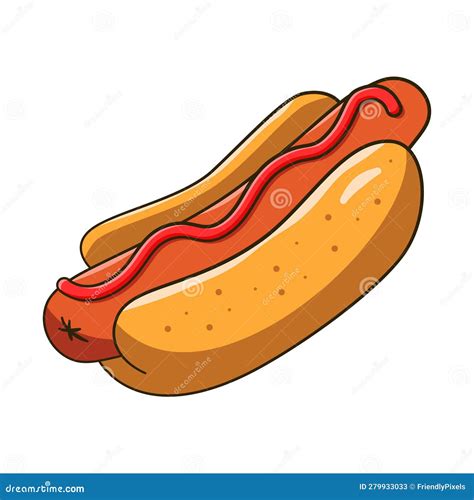 Hot Dog with Ketchup. Cartoon Stock Vector - Illustration of bread ...