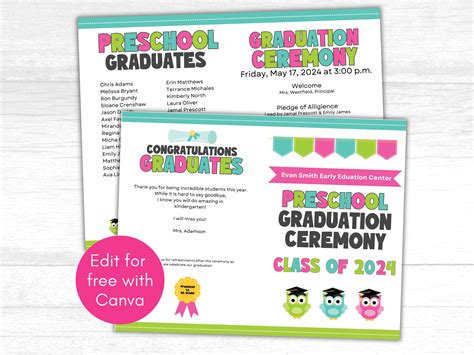 Image result for Preschool Graduation Program Ideas