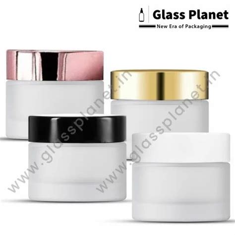 Glass Jars - 50gm Glass Frosted Cream Jar With Black Cap Trader ...