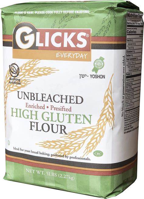 Amazon.com : Glicks Unbleached High Gluten Flour, (5 Pounds) Enriched ...