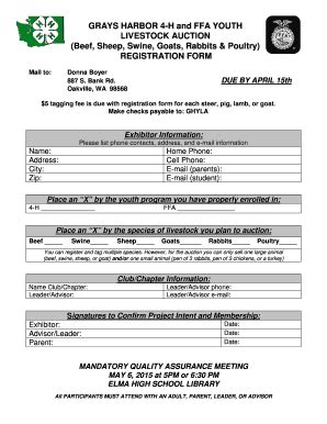 Fillable Online GRAYS HARBOR 4-H and FFA YOUTH Fax Email Print - pdfFiller