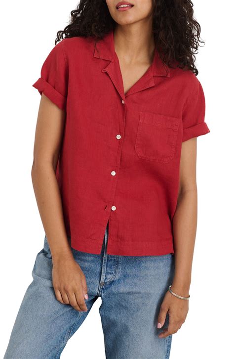 ALEX MILL Maddie Linen Camp Shirt - Brick Red | Editorialist