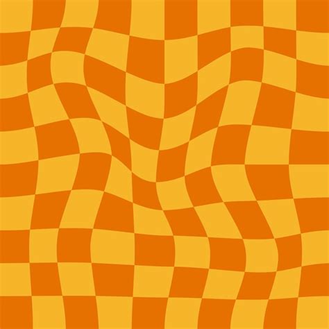 Vibrant wavy checkerboard pattern in warm orange and yellow tones ...