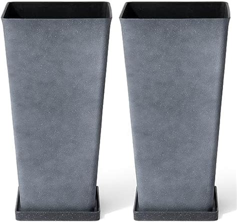Tall Planters 26 Inch Large Flower Pots Pack 2, Indoor and Outdoor ...