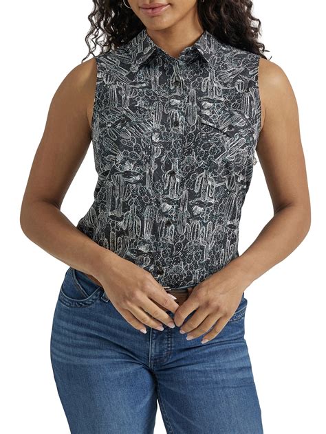Wrangler® Women's Western Sleeveless Snap Shirt - Walmart.com
