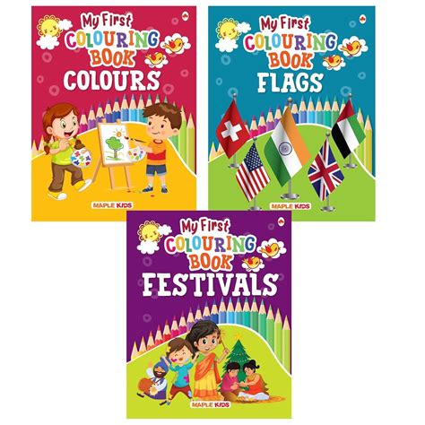Colouring Books - 4 (Set of 3 Books) - Flags, Festivals, Colours ...