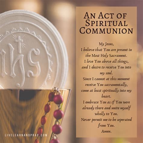 An Act of Spiritual Communion | Spiritual communion prayer, Communion ...