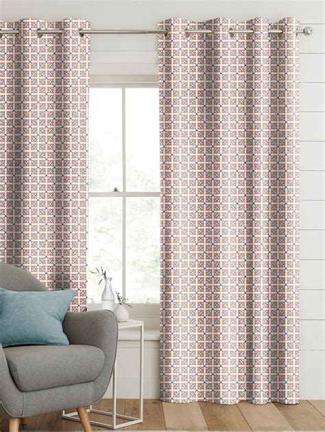 DOHA DARK BLUE ROOM DARKENING PRINTED CURTAIN