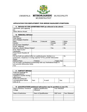 Fillable Online mthonjaneni org APPLICATION FOR EMPLOYMENT FOR SENIOR ...